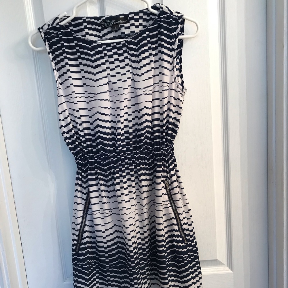 Blue and white stripped dress